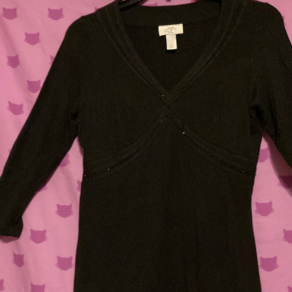 3/4 Sleeve Embellished Blouse by ANN TAYLOR Loft Petites Size Small Petite